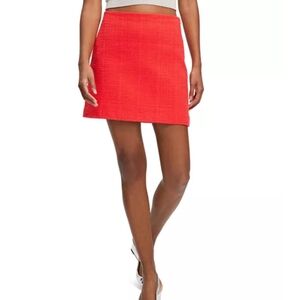Theory Skirt Mini High Waisted Cotton Tweed Side Zip Lined Grenadine Red 8 NWT